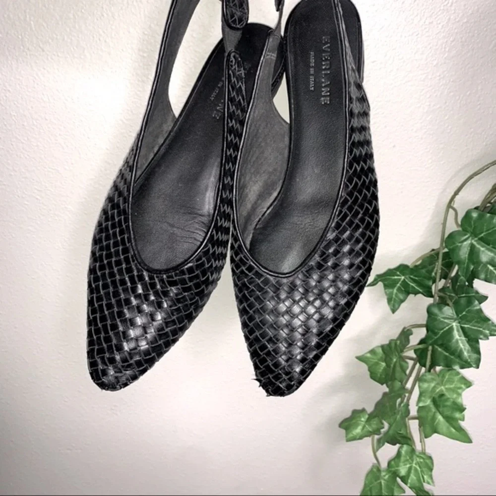 EVERLANE | The V Slingback Woven Black Flats - Picture 2 of 13